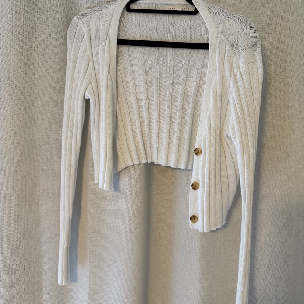 Aeropostale White Ribbed Cardigan